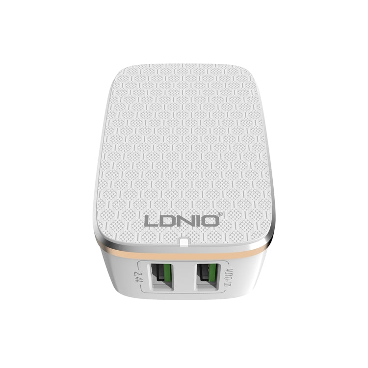 LDNIO A2204 2 in 1 12W Dual USB Interface Travel Charger Mobile Phone Charger with Type-C / USB-C Data Cable, US Plug