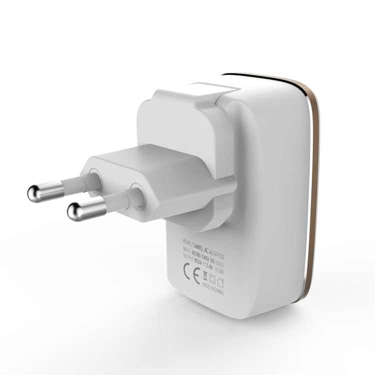 LDNIO A2204 2 in 1 12W Dual USB Interface Travel Charger Mobile Phone Charger with Type-C / USB-C Data Cable, EU Plug - free shipping - PMC TechLife - Order now!