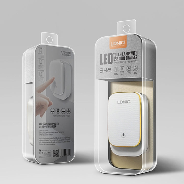 LDNIO A3305 3.4A 3 USB Interfaces Travel Charger Mobile Phone Charger, Support Touch LED Night Light, with Type-C / USB-C Data  Cable, EU Plug - USB Charger by LDNIO | Online Shopping South Africa | PMC TechLife | Buy Now Pay Later Mobicred