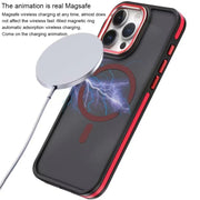 For iPhone 15 Pro Two-color Frosted MagSafe Magnetic Phone Case(Blue)