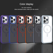 For iPhone 15 Pro Two-color Frosted MagSafe Magnetic Phone Case(Blue)