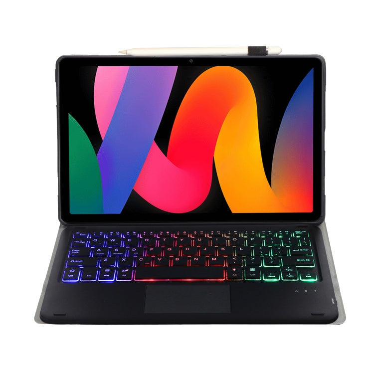 For Xiaomi Redmi Pad SE 11 inch A0N9-AS Lambskin Texture Ultra-thin Detachable Backlight Bluetooth Keyboard Leather Case with Touchpad(Black)