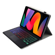 For Xiaomi Redmi Pad SE 11 inch A0N9-AS Lambskin Texture Ultra-thin Detachable Backlight Bluetooth Keyboard Leather Case with Touchpad(Black)