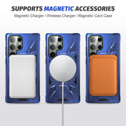 For Samsung Galaxy S23 Ultra 5G MagSafe Magnetic Shockproof Phone Case with Ring Holder(Navy Blue)
