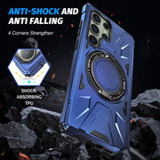 For Samsung Galaxy S23 Ultra 5G MagSafe Magnetic Shockproof Phone Case with Ring Holder(Navy Blue)