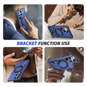For Samsung Galaxy S23 Ultra 5G MagSafe Magnetic Shockproof Phone Case with Ring Holder(Navy Blue)