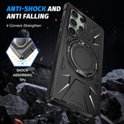 For Samsung Galaxy S23 Ultra 5G MagSafe Magnetic Shockproof Phone Case with Ring Holder(Black)