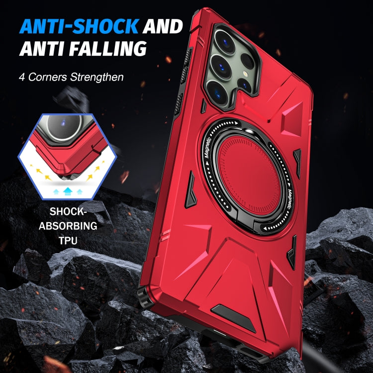 For Samsung Galaxy S23 Ultra 5G MagSafe Magnetic Shockproof Phone Case with Ring Holder(Red) - Galaxy S23 Ultra 5G Cases by PMC TechLife | Online Shopping South Africa | PMC TechLife