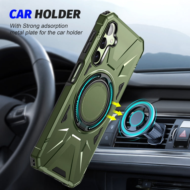 For Samsung Galaxy A14 4G/5G MagSafe Magnetic Shockproof Phone Case with Ring Holder(Dark Green) - Galaxy Phone Cases by PMC TechLife | Online Shopping South Africa | PMC TechLife