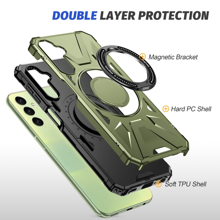 For Samsung Galaxy A14 4G/5G MagSafe Magnetic Shockproof Phone Case with Ring Holder(Dark Green) - Galaxy Phone Cases by PMC TechLife | Online Shopping South Africa | PMC TechLife