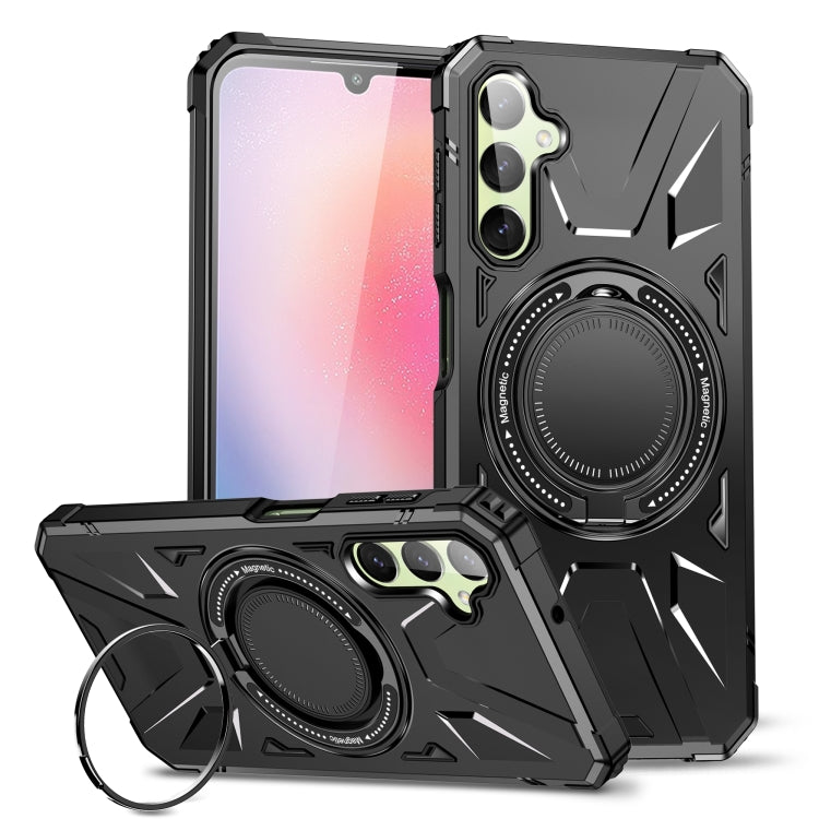 For Samsung Galaxy A24 5G MagSafe Magnetic Shockproof Phone Case with Ring Holder(Black) - Galaxy Phone Cases by PMC TechLife | Online Shopping South Africa | PMC TechLife