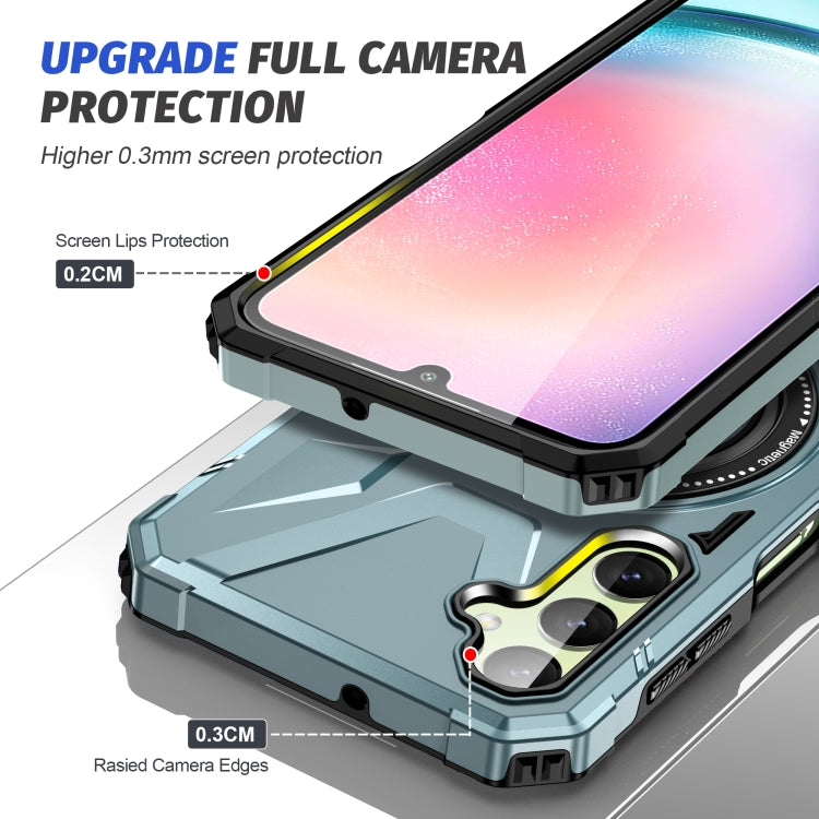 For Samsung Galaxy A24 5G MagSafe Magnetic Shockproof Phone Case with Ring Holder(Green)