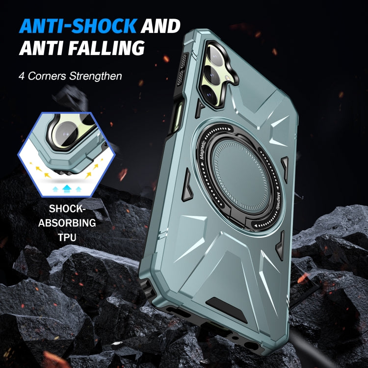 For Samsung Galaxy A24 5G MagSafe Magnetic Shockproof Phone Case with Ring Holder(Green)
