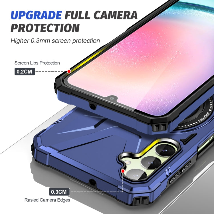 For Samsung Galaxy A24 4G/A25 5G MagSafe Magnetic Shockproof Phone Case with Ring Holder(Navy Blue)