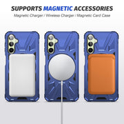 For Samsung Galaxy A24 4G/A25 5G MagSafe Magnetic Shockproof Phone Case with Ring Holder(Navy Blue)