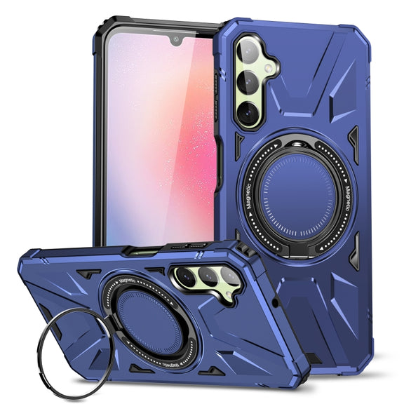 For Samsung Galaxy A24 4G/A25 5G MagSafe Magnetic Shockproof Phone Case with Ring Holder(Navy Blue)