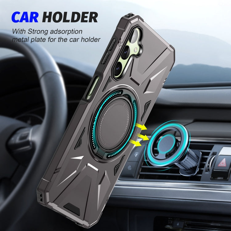 For Samsung Galaxy A24 4G/A25 5G MagSafe Magnetic Shockproof Phone Case with Ring Holder(Dark Grey)