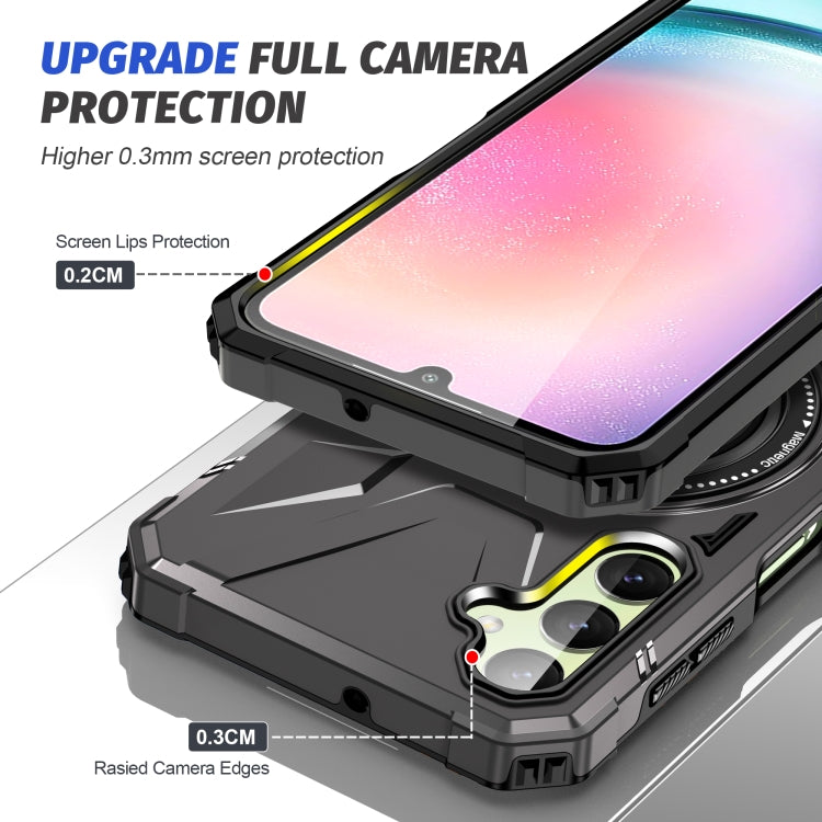 For Samsung Galaxy A24 4G/A25 5G MagSafe Magnetic Shockproof Phone Case with Ring Holder(Dark Grey) - Galaxy Phone Cases by PMC TechLife | Online Shopping South Africa | PMC TechLife