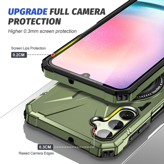 For Samsung Galaxy A24 4G/A25 5G MagSafe Magnetic Shockproof Phone Case with Ring Holder(Dark Green)