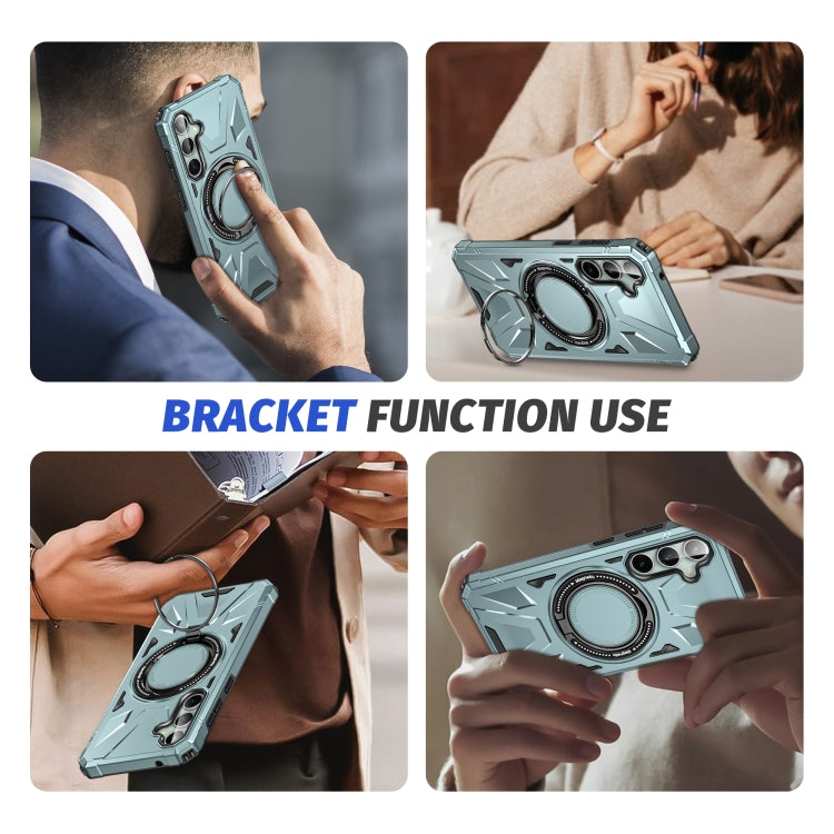 For Samsung Galaxy A15 MagSafe Magnetic Shockproof Phone Case with Ring Holder(Green)