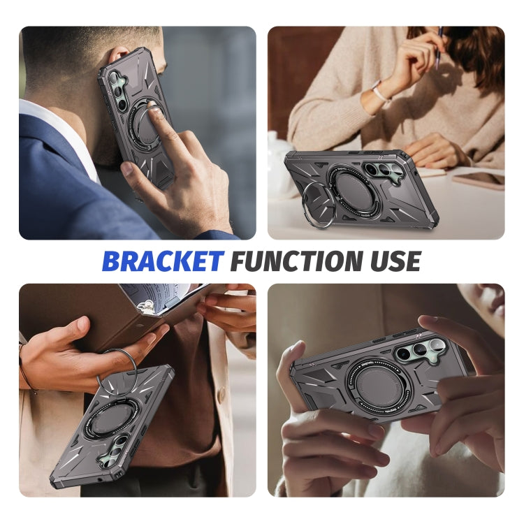 For Samsung Galaxy A15 MagSafe Magnetic Shockproof Phone Case with Ring Holder(Dark Grey) - Galaxy Phone Cases by PMC TechLife | Online Shopping South Africa | PMC TechLife