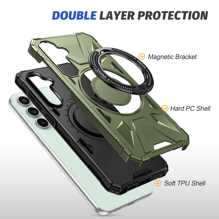 For Samsung Galaxy A15 MagSafe Magnetic Shockproof Phone Case with Ring Holder(Dark Green) - Galaxy Phone Cases by PMC TechLife | Online Shopping South Africa | PMC TechLife