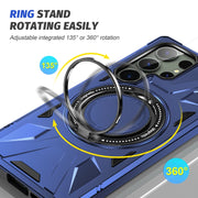 For Samsung Galaxy S24 Ultra 5G MagSafe Magnetic Shockproof Phone Case with Ring Holder(Navy Blue)