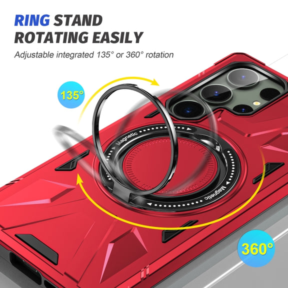 For Samsung Galaxy S24 Ultra 5G MagSafe Magnetic Shockproof Phone Case with Ring Holder(Red)