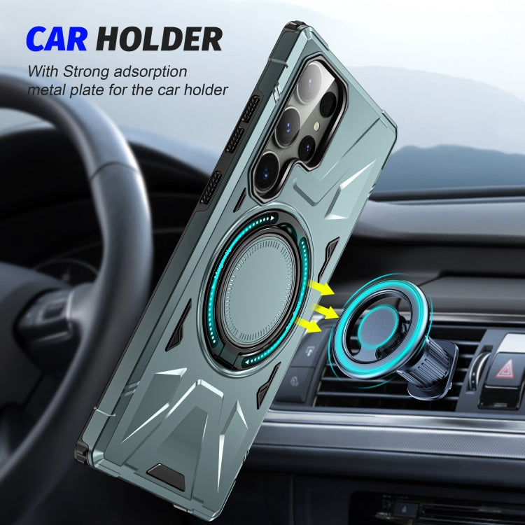 For Samsung Galaxy S24 Ultra 5G MagSafe Magnetic Shockproof Phone Case with Ring Holder(Green) - Galaxy S24 Ultra 5G Cases by PMC TechLife | Online Shopping South Africa | PMC TechLife