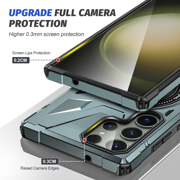 For Samsung Galaxy S24 Ultra 5G MagSafe Magnetic Shockproof Phone Case with Ring Holder(Green) - Galaxy S24 Ultra 5G Cases by PMC TechLife | Online Shopping South Africa | PMC TechLife