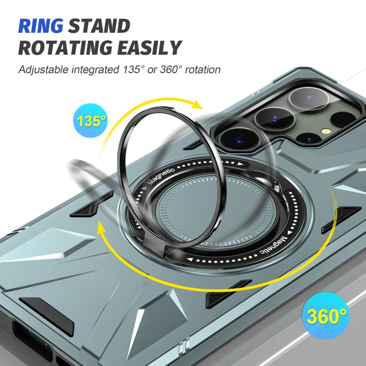 For Samsung Galaxy S24 Ultra 5G MagSafe Magnetic Shockproof Phone Case with Ring Holder(Green) - Galaxy S24 Ultra 5G Cases by PMC TechLife | Online Shopping South Africa | PMC TechLife