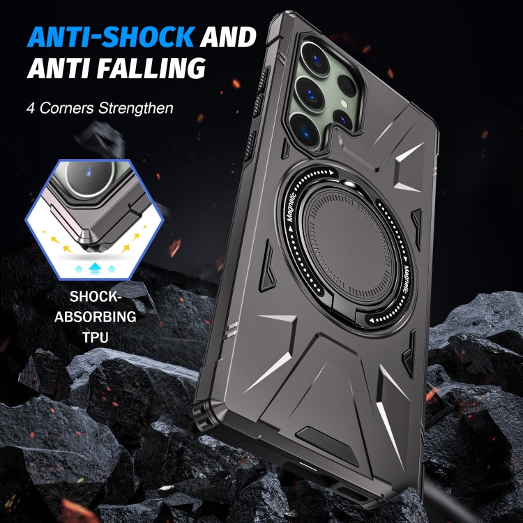 For Samsung Galaxy S24 Ultra 5G MagSafe Magnetic Shockproof Phone Case with Ring Holder(Dark Grey)