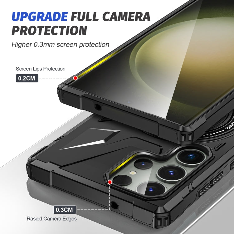 For Samsung Galaxy S24+ 5G MagSafe Magnetic Shockproof Phone Case with Ring Holder(Black) - Galaxy S24+ 5G Cases by PMC TechLife | Online Shopping South Africa | PMC TechLife