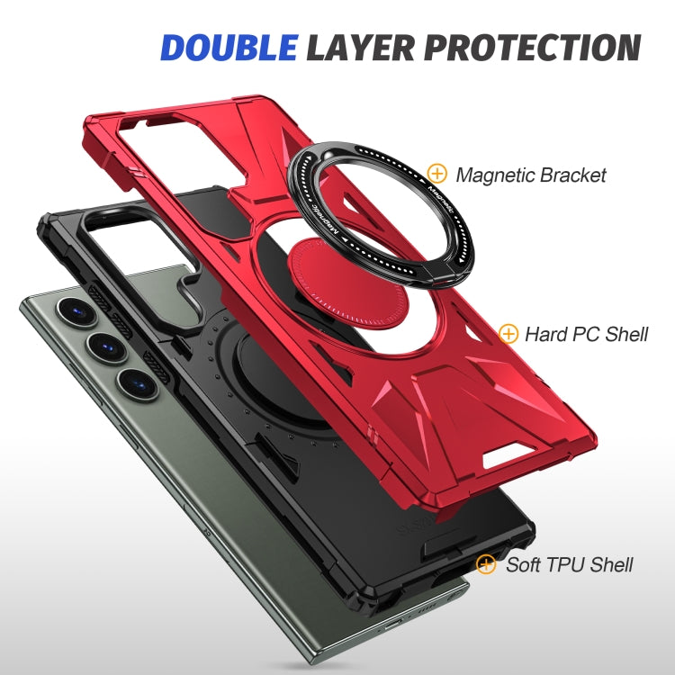 For Samsung Galaxy S24+ 5G MagSafe Magnetic Shockproof Phone Case with Ring Holder(Red)