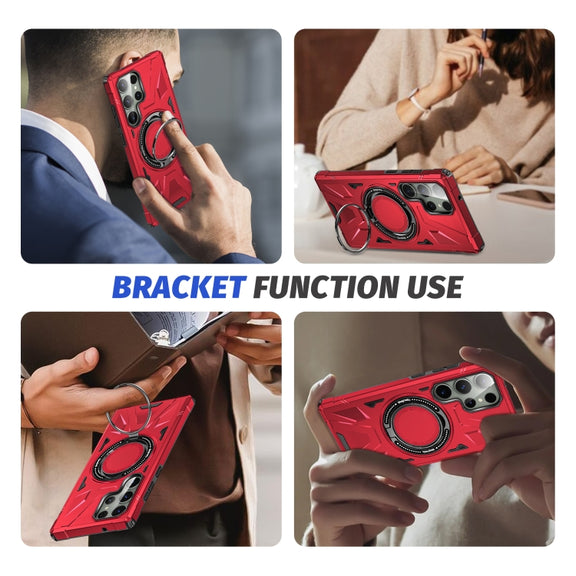 For Samsung Galaxy S24+ 5G MagSafe Magnetic Shockproof Phone Case with Ring Holder(Red)