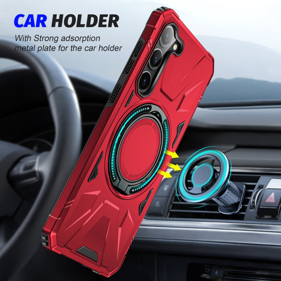 For Samsung Galaxy S24 5G MagSafe Magnetic Shockproof Phone Case with Ring Holder(Red)