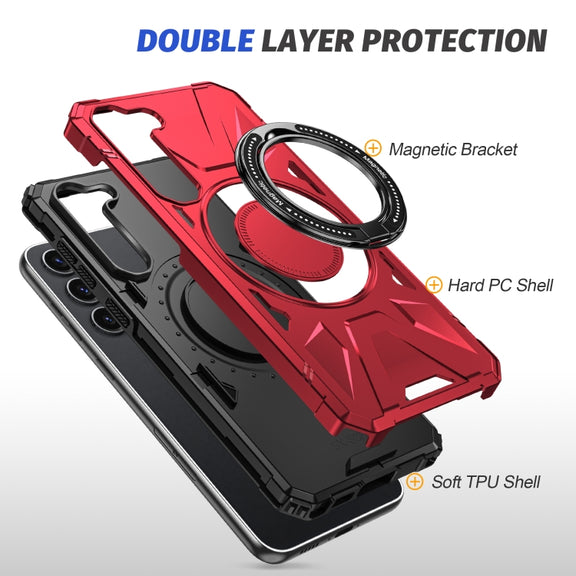 For Samsung Galaxy S24 5G MagSafe Magnetic Shockproof Phone Case with Ring Holder(Red)