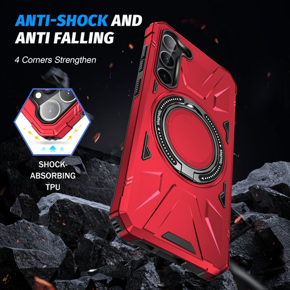 For Samsung Galaxy S24 5G MagSafe Magnetic Shockproof Phone Case with Ring Holder(Red)