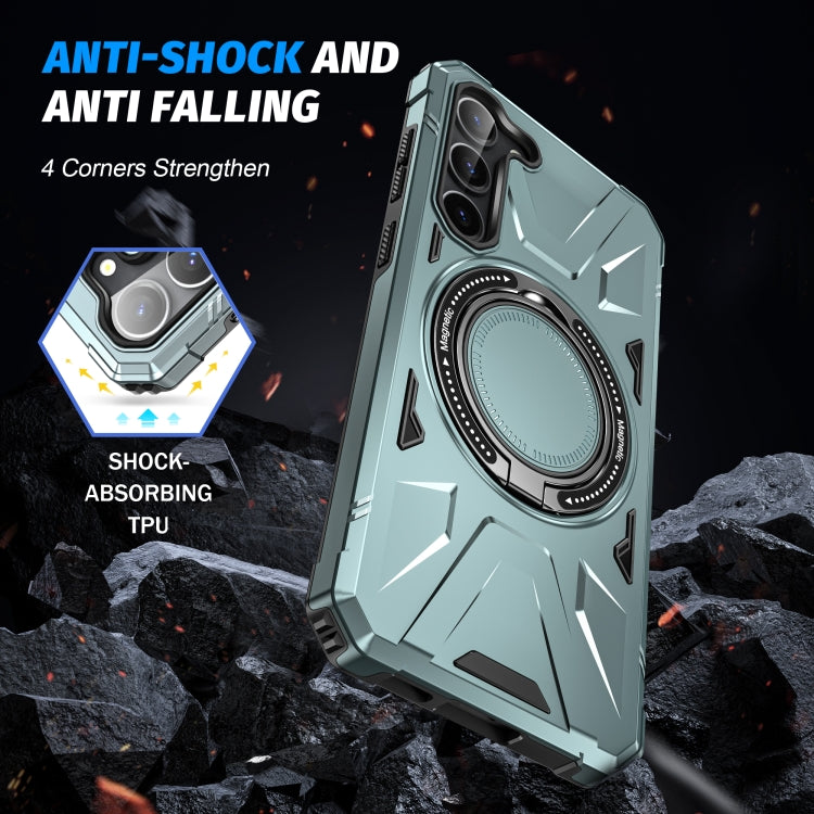 For Samsung Galaxy S24 5G MagSafe Magnetic Shockproof Phone Case with Ring Holder(Green) - Galaxy S24 5G Cases by PMC TechLife | Online Shopping South Africa | PMC TechLife