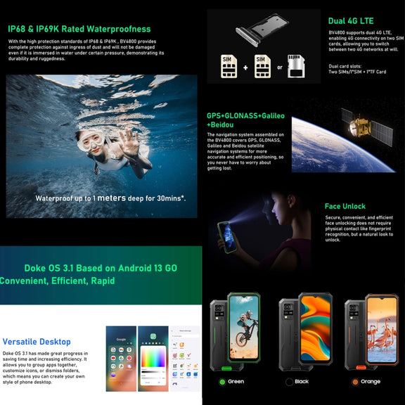 Blackview BV4800, 3GB+64GB, IP68/IP69K/MIL-STD-810H, 6.56 inch Android 13 MediaTek MT6761V/WB Helio A22 Quad Core, Network: 4G, OTG(Black)