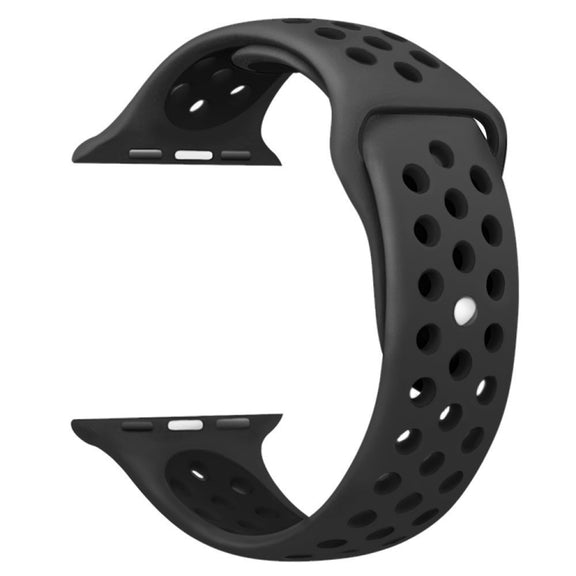 For Apple Watch Ultra 49mm / Series 8&7 45mm / SE 2&6&SE&5&4 44mm / 3&2&1 42mm Sport Silicone Watch Band Standard Edition(Black)