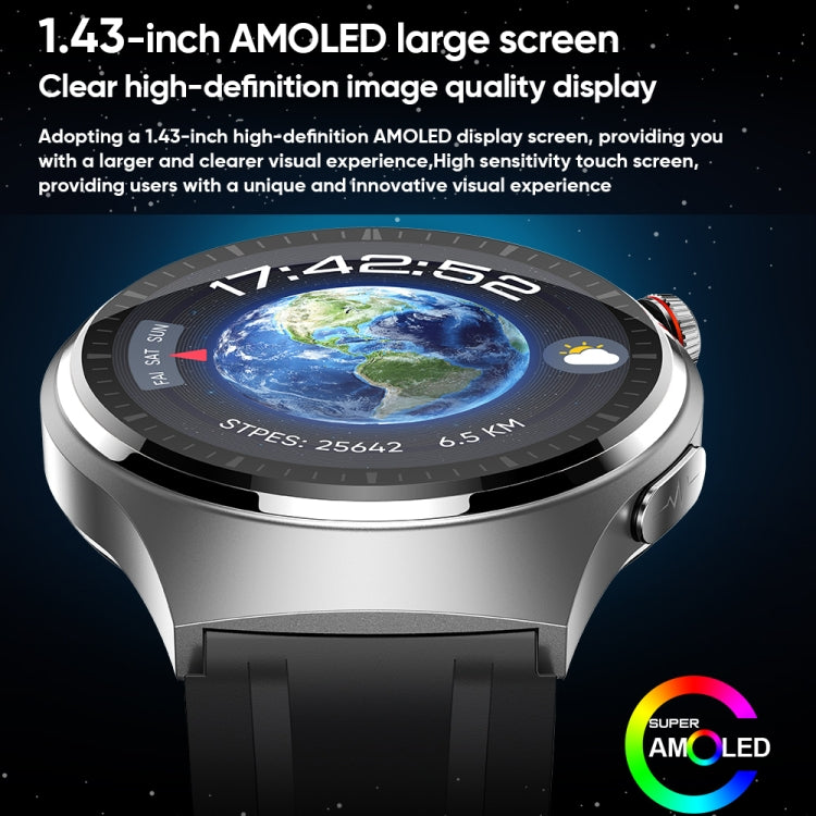 MT200 1.43 inch AMOLED IP67 Smart Call Watch, Support ECG/Body Temperature/Blood Glucose Monitoring(Black) - free shipping - PMC Jewellery - Order now!