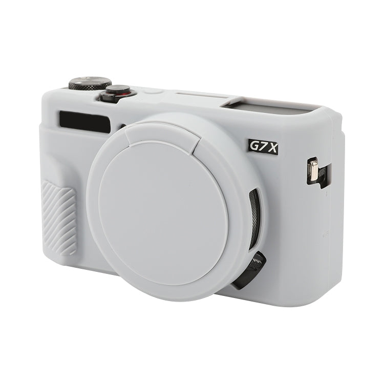 For Canon PowerShot G7 X Mark II / G7X2 Soft Silicone Protective Case with Lens Cover(Grey) - Protective Case by PMC Jewellery | Online Shopping South Africa | PMC Jewellery | Buy Now Pay Later Mobicred
