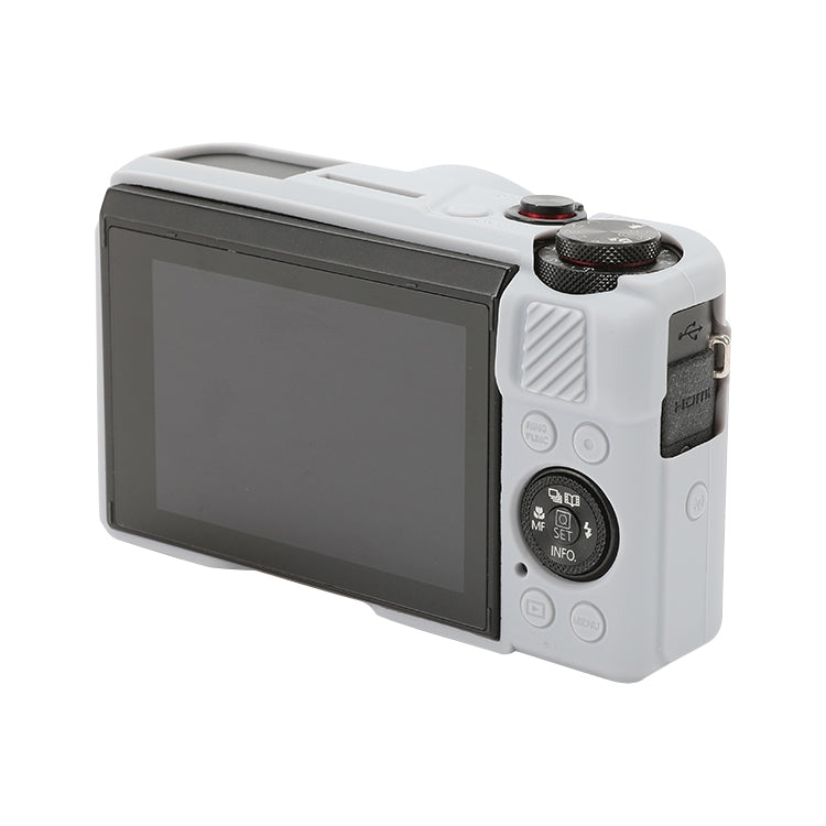 For Canon PowerShot G7 X Mark II / G7X2 Soft Silicone Protective Case with Lens Cover(Grey) - Protective Case by PMC Jewellery | Online Shopping South Africa | PMC Jewellery | Buy Now Pay Later Mobicred