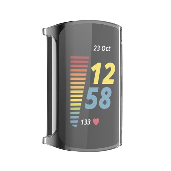 For Fitbit Charge 6 / 5 Full Coverage TPU Electroplated Watch Protective Case(Transparent White)