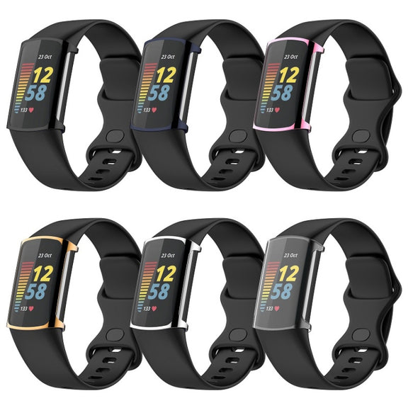 For Fitbit Charge 6 / 5 Full Coverage TPU Electroplated Watch Protective Case(Transparent White)
