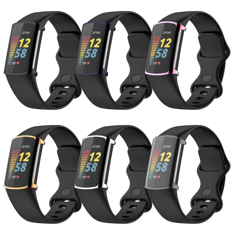 For Fitbit Charge 6 / 5 Full Coverage TPU Electroplated Watch Protective Case(Rose Gold)