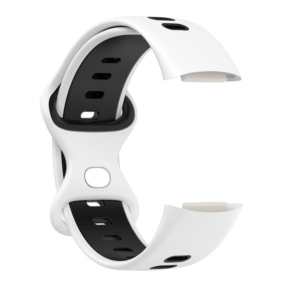 For Fitbit Charge 6 Two Color Silicone Watch Band(White Black)