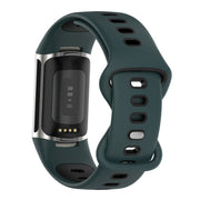 For Fitbit Charge 6 Two Color Silicone Watch Band(Olive Green Black)