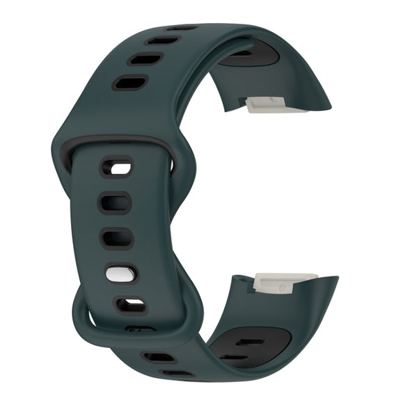 For Fitbit Charge 6 Two Color Silicone Watch Band(Olive Green Black)